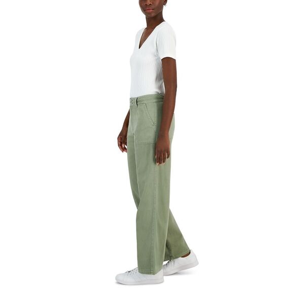 Women's Seam-Front Straight-Leg Twill Pants - Picture 2 of 4